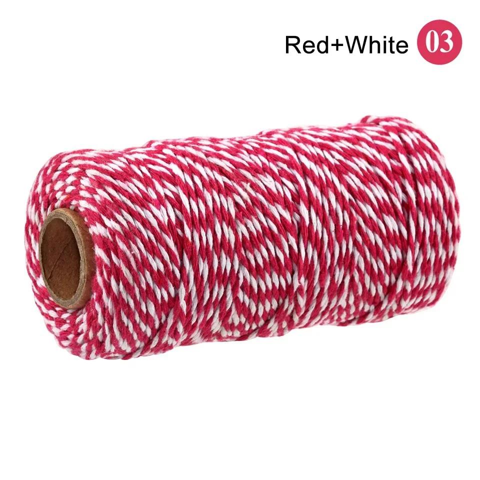 100M/Roll Cotton Bakers Twine String Cord Rope Two-color Craft Twine Home Textile Gift Packaging Christmas Wedding Decor