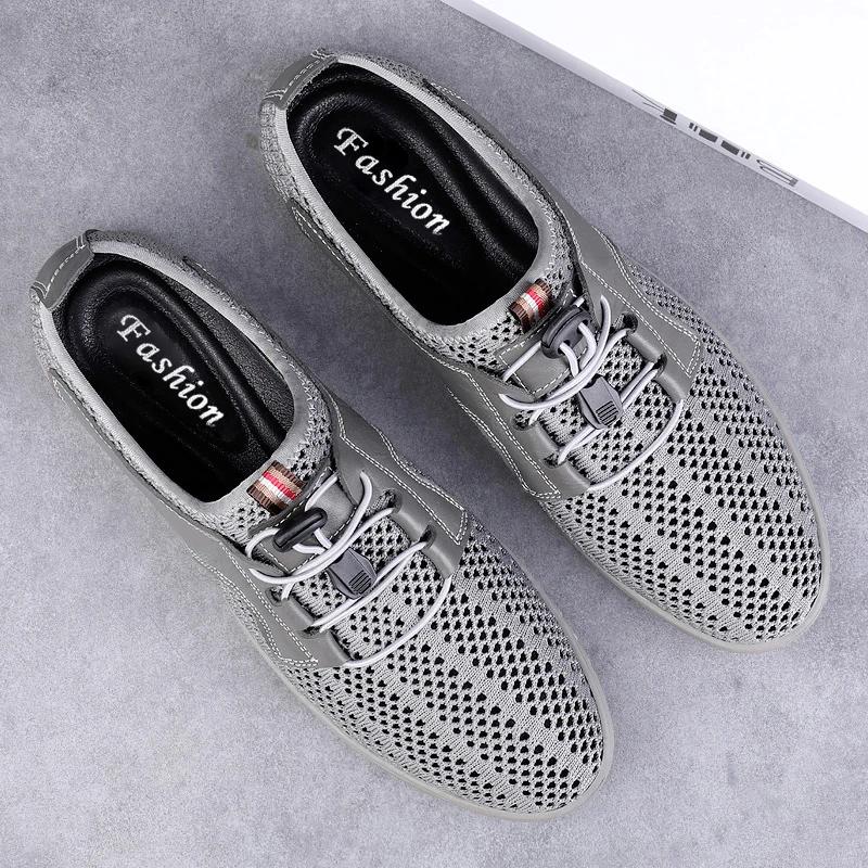 Mode Herren Sommer Sneaker Atmungsaktive Herren Mesh Schuhe Neue Outdoor Casual Flats Handgefertigte Mesh Trekkingschuhe Ausgehöhlte Schuhe für Herren