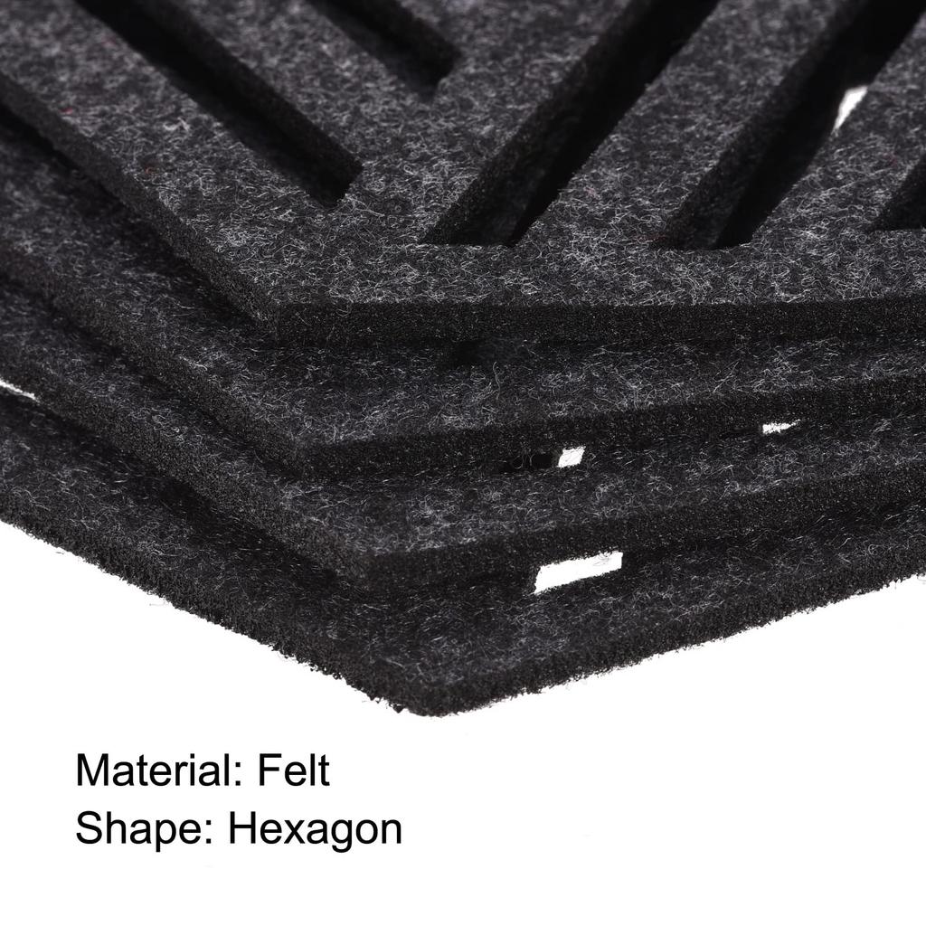 Uxcell Felt Coasters, 4-Piece Hexagonal Mat Pad for Drink Cups, Pots, Bowls, Vases, Dark Gray