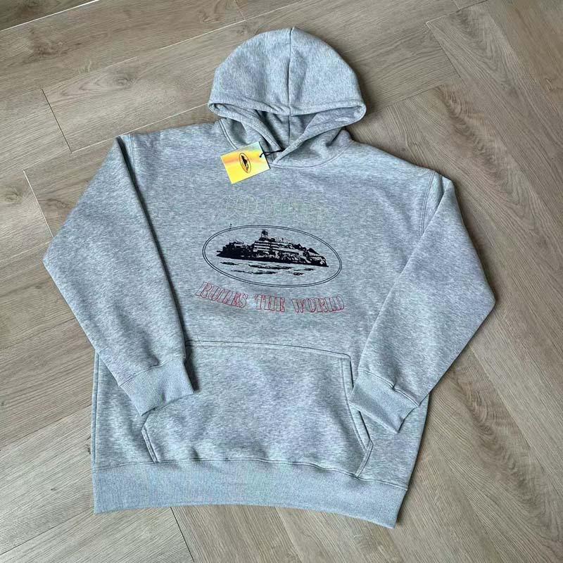 Mens Oversized Hooded Sweatshirt With Distressed Letter Print Cotton Blend Loose Fit Casual Streetwear