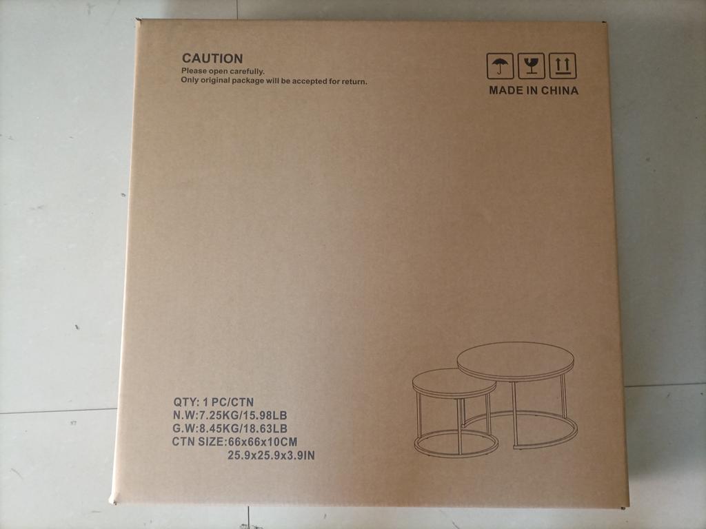 White Nesting Coffee Table 2-Piece Set, 60cm Metal Frame Round Coffee Table, Suitable for Living Room, Bedroom, Balconies, Patios, Offices, Small Room