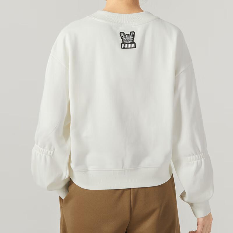 Puma Solid Color Breathable Casual Loose Round Neck Long Sleeve Sweatshirt Women Sweatshirt White 625251-65