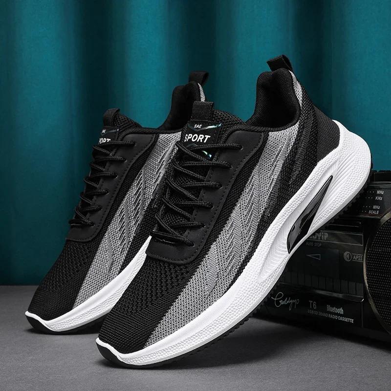 Men Sport Lightweight Running Sneakers Casual Breathable Shoes Non-slip Comfortable White Big Size
