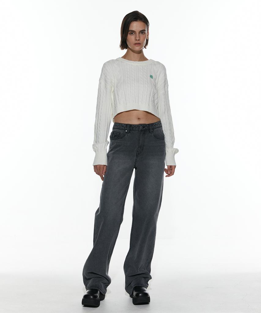 PLAC WOMEN Cable Crop Knit White