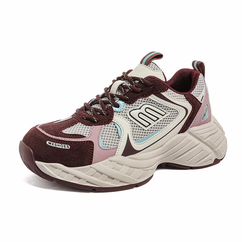 

thick-soled color matching dad shoes women s leather spring new small versatile lightweight sports and leisure shoes women 40