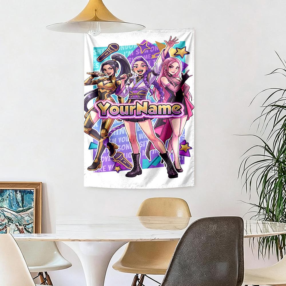 Demon Hunter Girls Custom Your Name Wall Decor Tapestry Art For Pet Memorial Birthdaywedding Party Backdrop Family Gift
