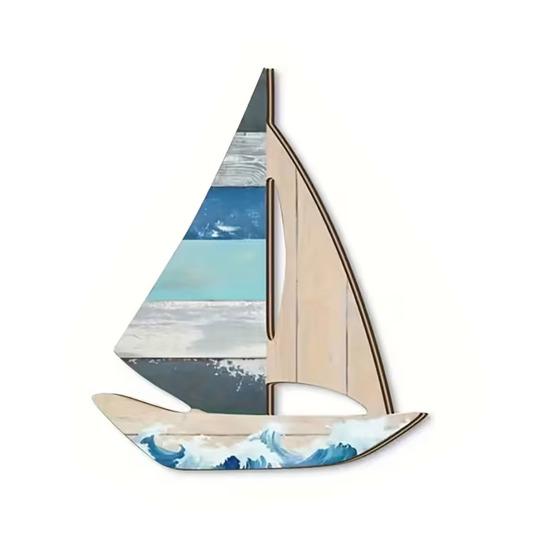 3 Pezzi Arte Murale Vela Nautica Tema Oceano Costiero Decorazione Murale Nave in Legno Scultura da Appendere per Casa sul Lago Soggiorno Camera da Letto