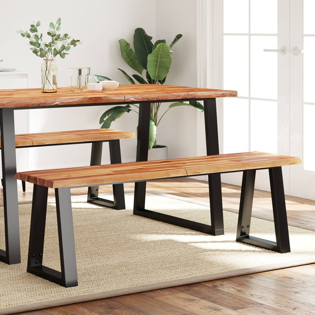Bench with Live Edge 140 cm Solid Acacia Wood