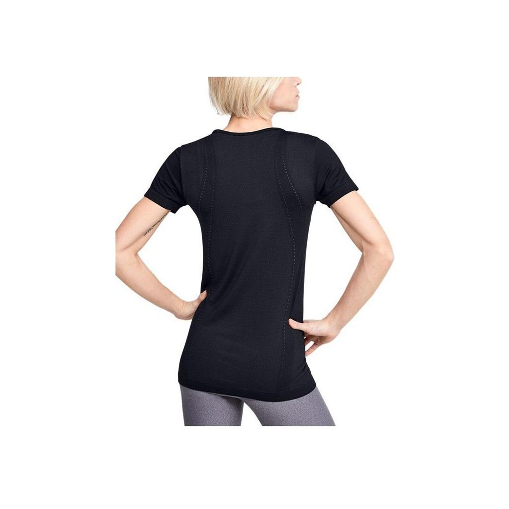 Under Armour Seamless Training Sports T-Shirt Women Tops Black 1351604-001