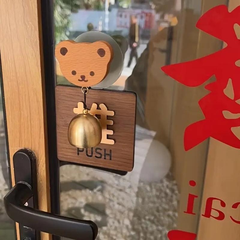 Eenvoudige Installatie Plakbevestiging Deurbel Houten Dier Winkelier Bellen Deurklokjes Geen Gereedschap Nodig Eenvoudige Installaties