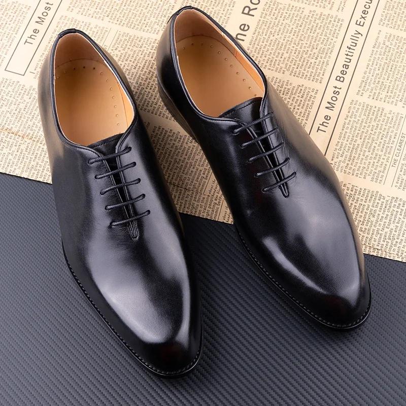 Fashion Successful Men's Leather Shoes High Quality Handmade Oxford Casual Business Office Work Shoes For Gentalman Lace Up Comfortable