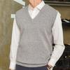 Sleeveless Loose Warm Sweater Vest Men Solid Color V-neck Pullover Waistcoat for Daily Wear