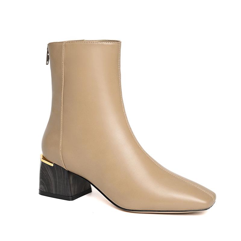 

Полностью кожаный стиль, ботинки челси 2025, новый толстый высокий каблук, квадратный носок, женская обувь, ботинки-сигареты, коричневые, короткие ботинки 39