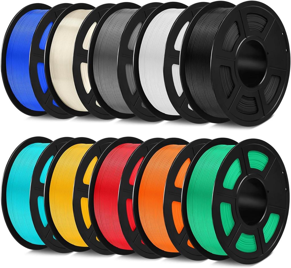Paquete de 10 filamentos para impresora 3D, filamento PLA Plus de 10 kg y 1,75 mm, perfectamente enrollado para la mayoría de impresoras 3D, carrete de 1 kg, envío aleatorio