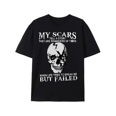 Europäische Größen Trendiges Totenkopf- und Slogan-Muster Print Herren T-Shirt, Grafisches T-Shirt Herren Sommerkleidung, Herren Outfits