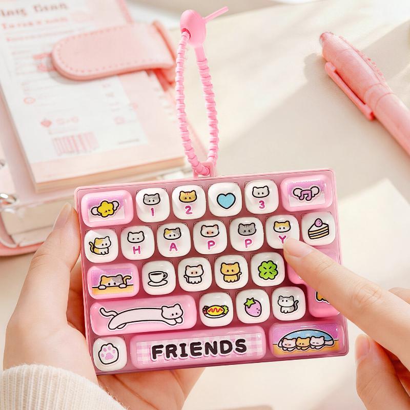 26-Key Cap Keychain Anti-Stress Keycap Clicker Keyboard Fidget Clicker Bag Charm Keychains Keyboard Keychain 1Pc