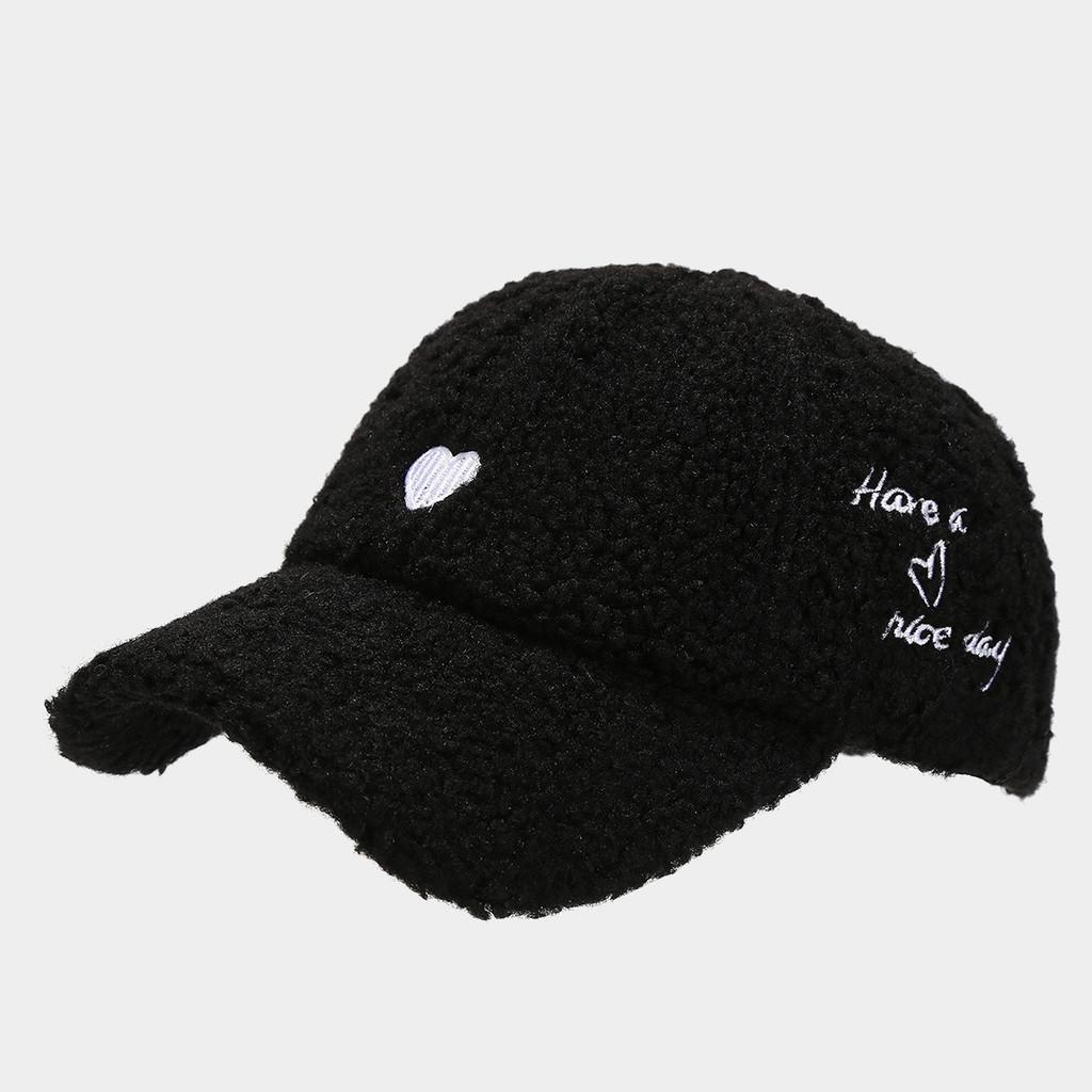 Love Heart Embroidered Wool Blend Baseball Cap For Women And Couples чёрный