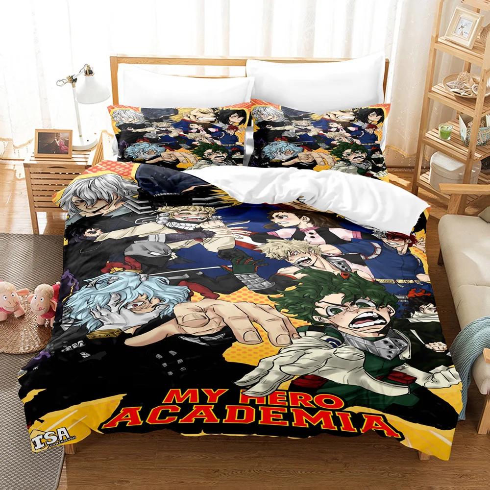 NEW My Hero Academia Anime Duvet Cover Set with Pillow Covers Polyester Teens Kids Bedding Set Full Queen King Size Bed Linen