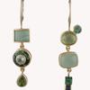Asymmetrical Green Tone Geometric Drop Earrings for Women Retro Bohemian Style Earrings for Vacation and Daily Wear