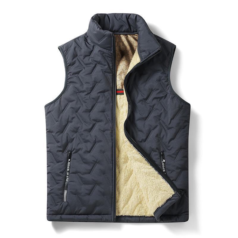 Men's Lambskin Vest: Autumn/Winter Warm Cotton Waistcoat Casual Jacket