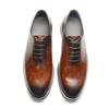 Mens Oxford Dress Sneakers Genuine Leather Soft Sole Non-slip Whole Cut Hand Painted Casual Business Flat Shoes for Modern Man