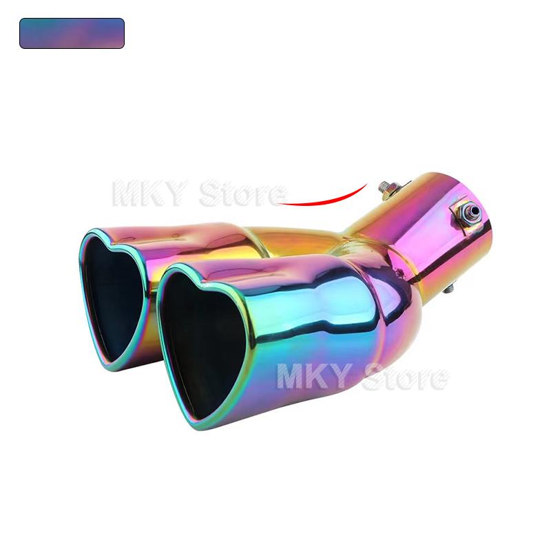 Universal Heart Shaped Car Exhaust Tail Pipe Muffler 2.5 Inch Heart Edge Car Stainless Steel Outlet Muffler Tip Pipe