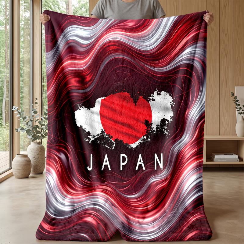 Coperta in Flanella Stampata Calda e Morbida con Motivo Calcistico Giapponese, Coperta Decorativa per Divano, Letto, Uso Quotidiano