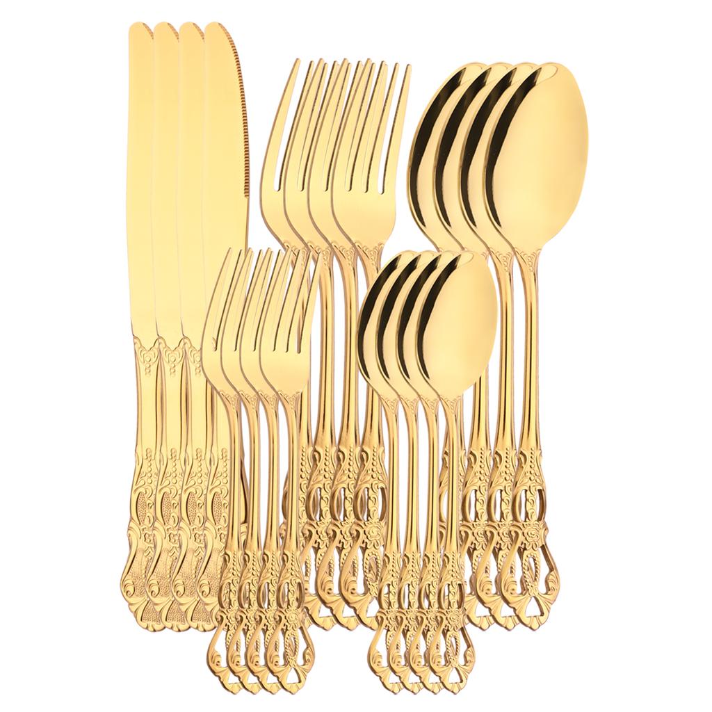 High Quality Cutlery Set Knife Fork Dessert Spoon Dinnerware Colorful Flatware Set Stainless Steel Silverware Kitchen Tableware