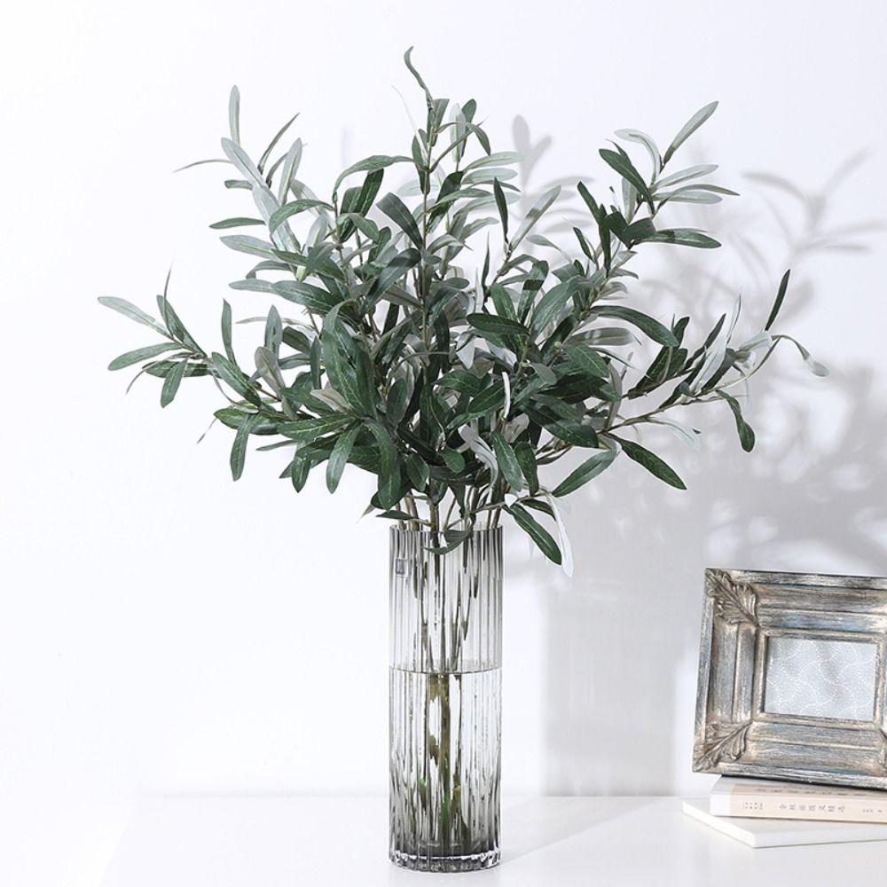 4 Fork Artificial Olive Branch Plastic Fake Plant Simulated Olive Leaf  Wedding Decor