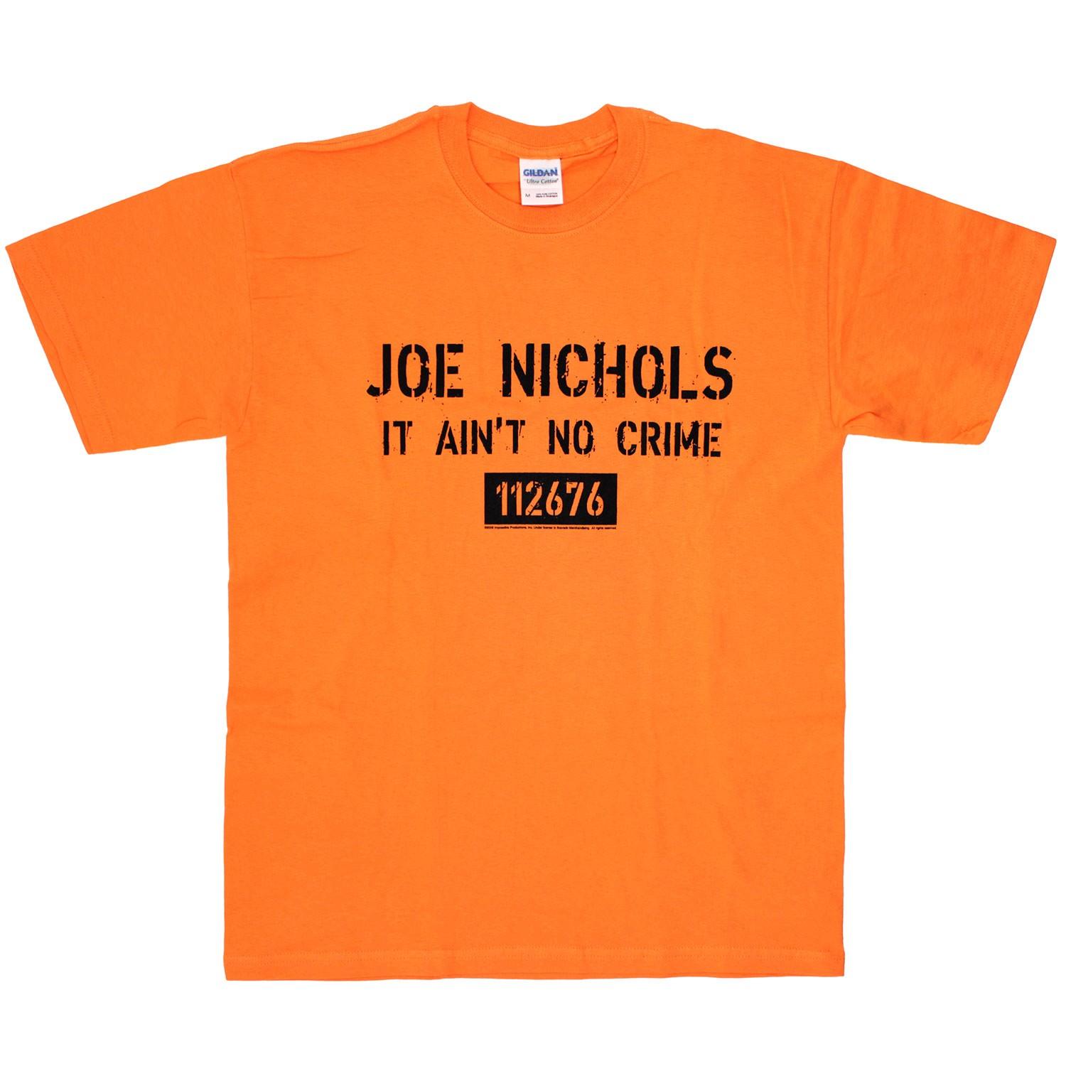 Men s Joe Nichols Crime Tee T-shirt Medium Orange S