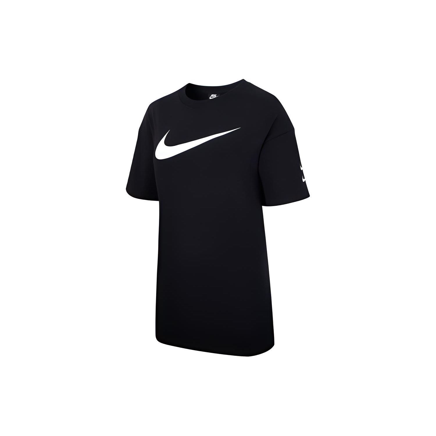 

Платье Nike Swoosh Print Round Neck с коротким рукавом и свободным дышащим трикотажем, женские платья, черное DD2092-010 XL