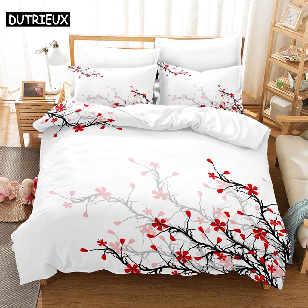 Floral Duvet Cover Sets Double Bed Scenic Quilt Cover Single Bed Queen Bedding Set With Pillowcase 220X240Cm 3Pcs 2Pcs Polyester