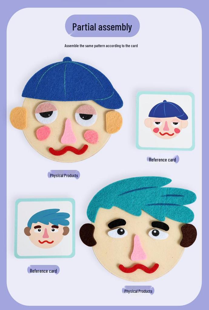 Felt Emoji Stickers for Kids: Emotion Expression DIY Toys, Educational Puzzle Game for Ages 2-5