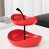 Double Layer Fruit Plate Multi-Layer Ceramic Fruit Bowl with Metal Stand Dishwasher Safe Corner Kitchen Countertop Organizer for Fruits Snacks Cakes