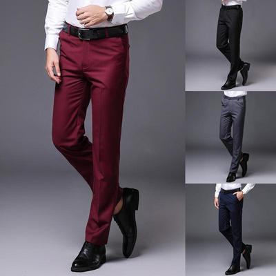 MakeWishes Pantaloni da golf da uomo Pantaloni da golf semplici con cintura vestibilità dritta Tinta unita formale Casual Slim Business 28-40