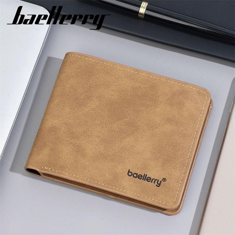 Baellerry Vintage Design Short Wallets for Men Fashion Tri-fold Card Holder Purse Money Bags