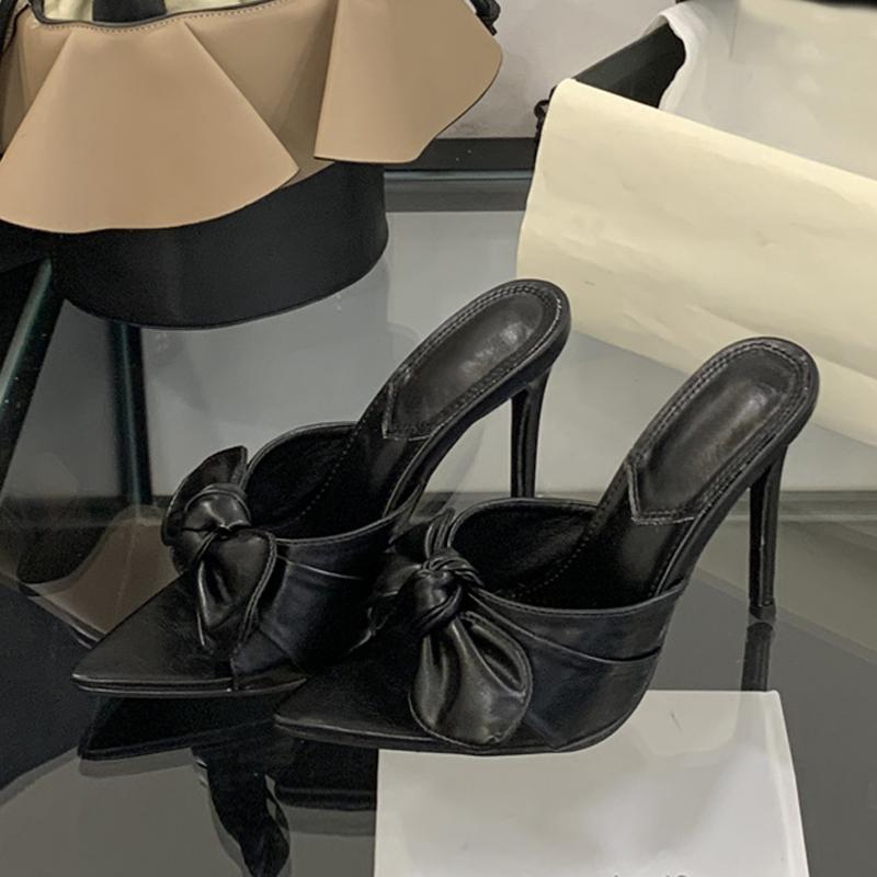 Fashion Liyke Designer Damen PU Leder Schleife Mode Hausschuhe Sexy Spitz Offene Zehen Dünne Hohe Absätze Party Abschlussballschuhe Damen Sandalen