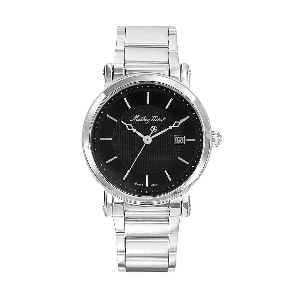 

Mathey-Tissot City Металлические Кварцевые часы из нержавеющей стали с черным циферблатом HB611251MAN Мужские часы чёрный