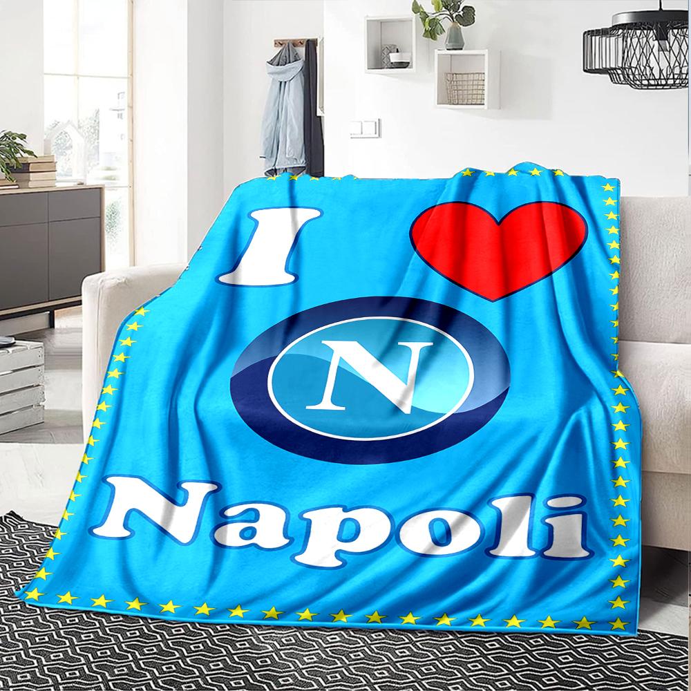 1pc Blanket - NAPOLI LOGO Print Design,Lightweight Blanket for Sofa,Bed- Soft &Warm,Gift for All Seasons