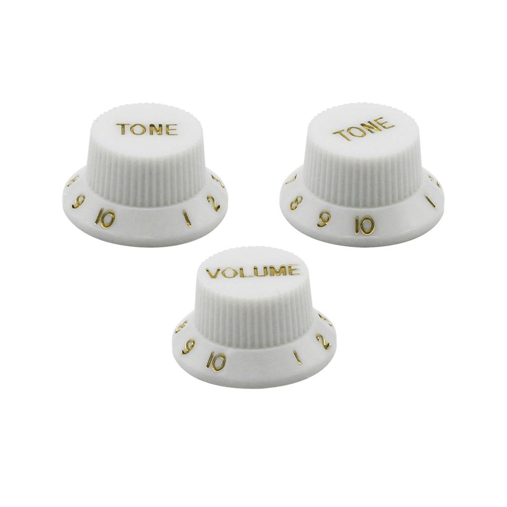 FLEOR 3PCS Plastic ST Guitar Knobs 2T1V Volume Tone Control Knobs Top Hat Caps Buttons Electric Guitar Parts