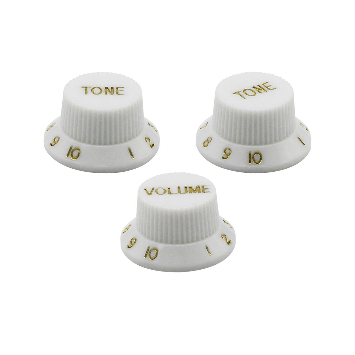 FLEOR Plastic 2T1V Top Hat Electric Guitar Knobs Volume Tone Control Knobs Caps Buttons 18-Splines Fit ST Guitar Accessories белый