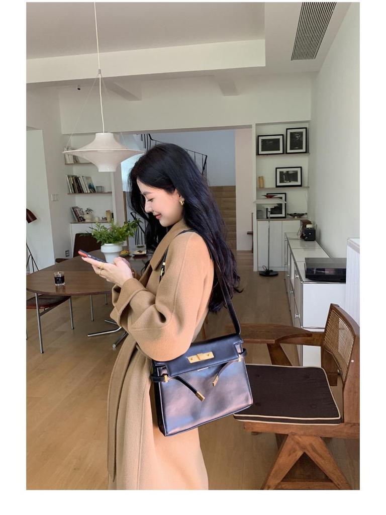 Women's Camel Wool Overcoat - Autumn/Winter High-End Suit with Belt, Petite Fit, Long H-Version, Elegant Temperament, Style 801