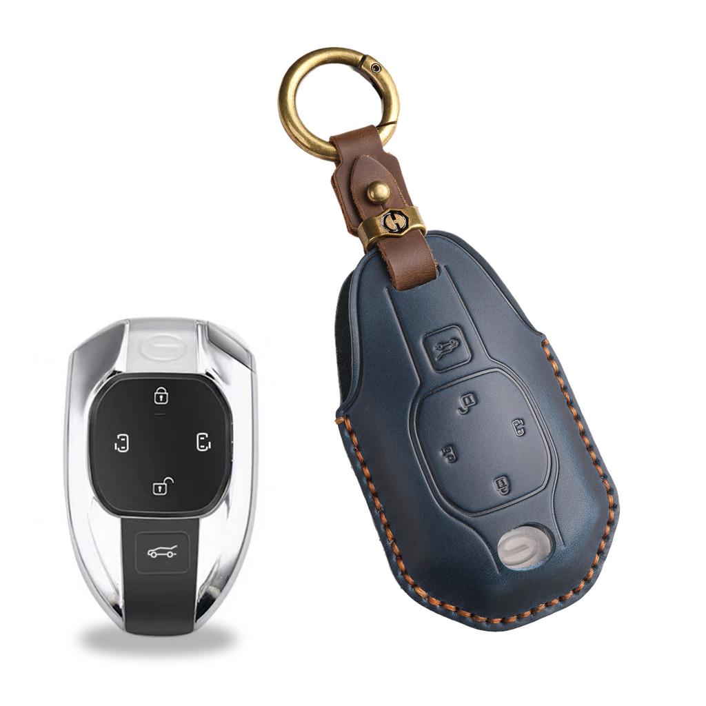 The Retro Key Cover Is Suitable For Gac New Energy Trumpchi E8 Car Handmade Real Cowhide Key Protection Bag.