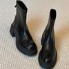 Cowhide Edition~ Platform Short Boots Women's 2025 Autumn and Winter New Versatile High Heel Chelsea Martin Boots Thick Heel Skinny Boots