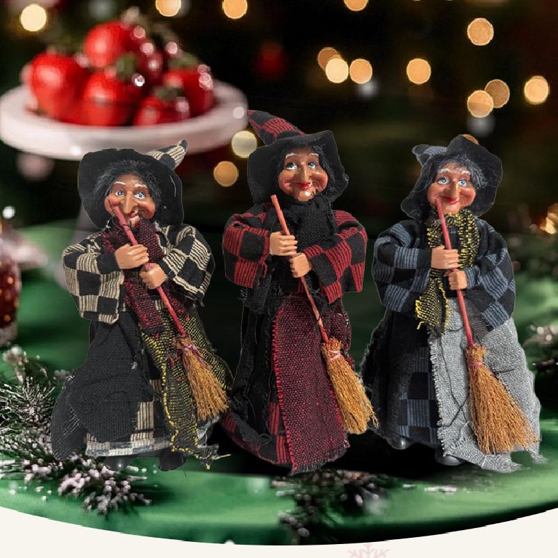 Halloween Witch Figure With Fabric Dress For Haunted Room Atmosphere Decoration