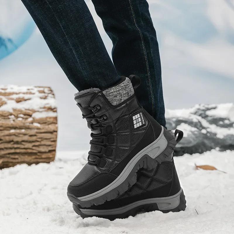 Fashion Men Boots  Winter Slippers Warm Men Shoes Waterproof Non-Slip Plush Sneakers Male Tenis Shoes Boots Men Sneakers Winter2024