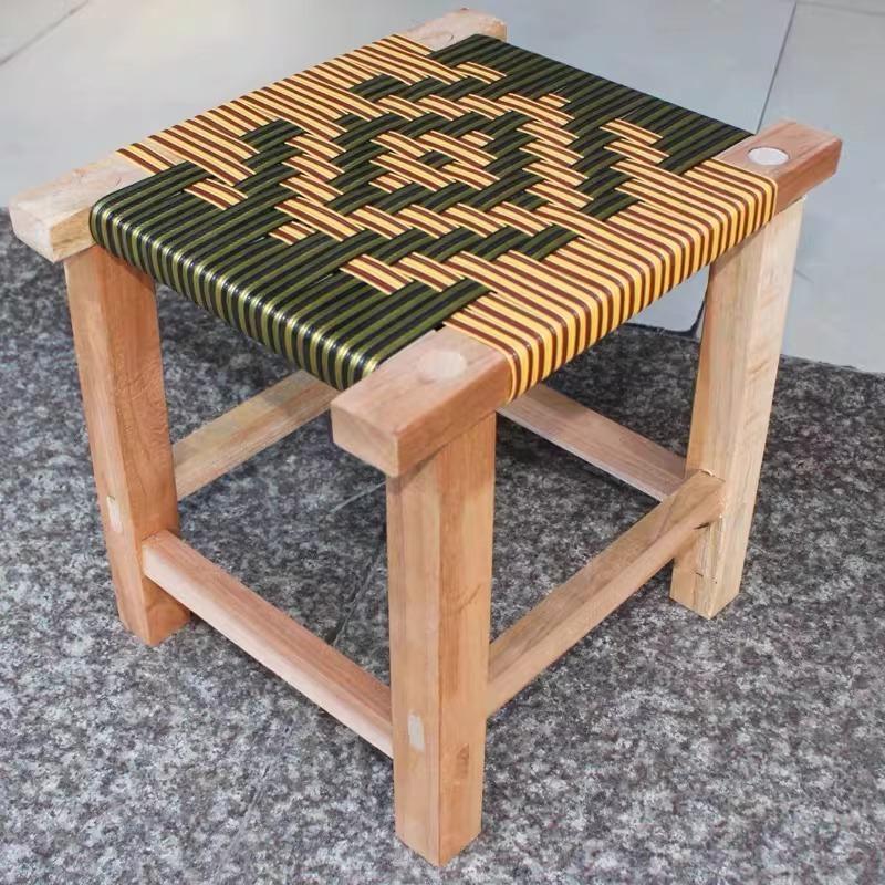 Square Stool Wooden Low Stools Relaxing Portable Modern Rattan Weave Stool Decorative Aesthetic Single Handmade Stools Furniture 9940₽