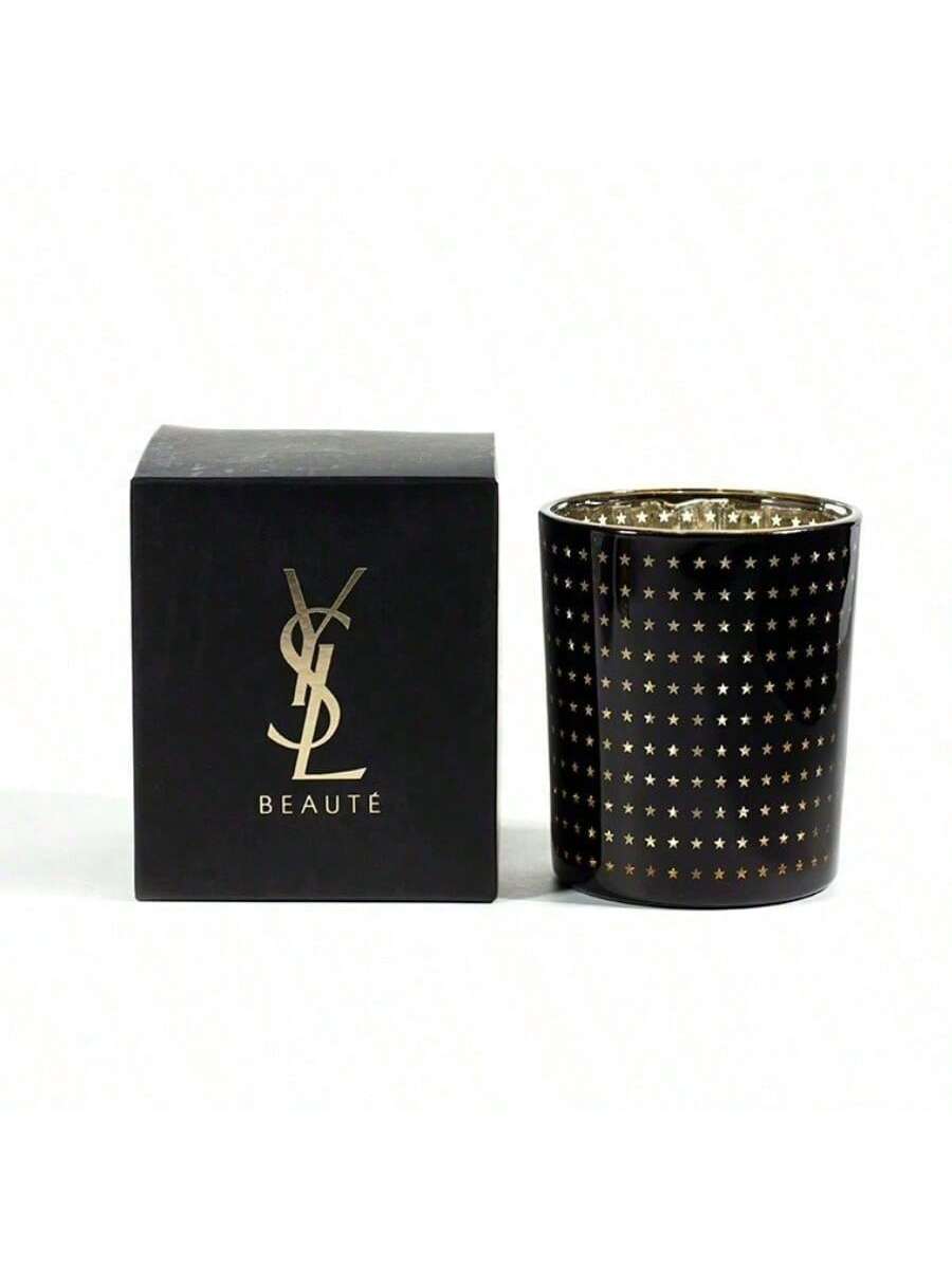 

YSL Подсвечник из черного стекла с прозрачным звездным узором, романтический светоотражающий стакан для свечи (свечи/аромат не включены) чёрный