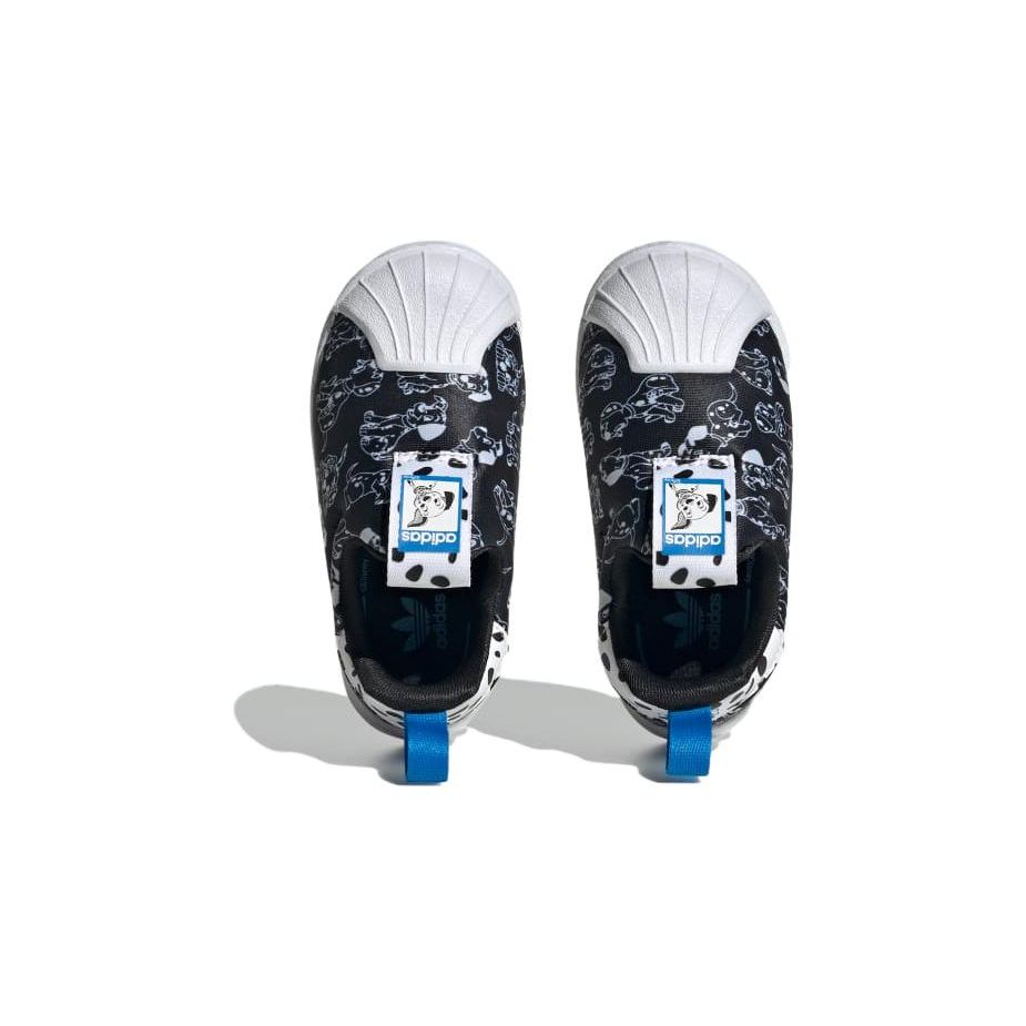 Adidas Disney x Superstar 360 I 101 Dalmatians - Детские кроссовки с принтом щенка, черные, облачно-белые ID9711