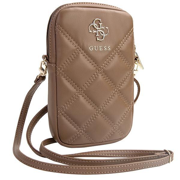 Guess Zip Quilted 4G Brown Handbag